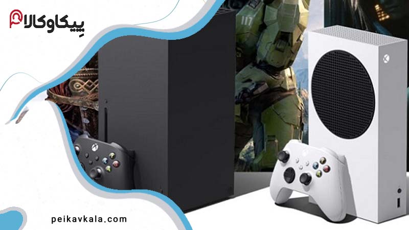 نمایش جداگانه کنسول‌های Xbox Series X و Series S به همراه دسته‌های آنها و تصویری از بازی Halo در